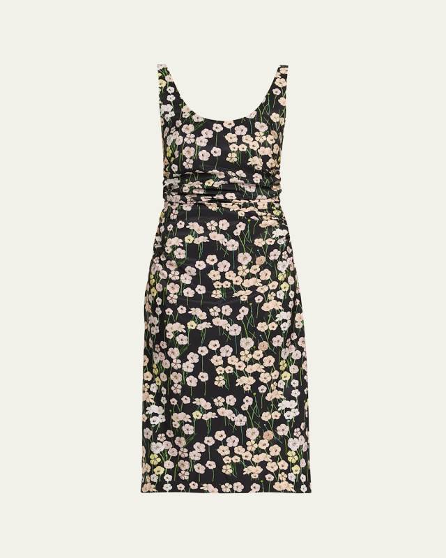 Gisele Floral Ruched Midi Tank Dress